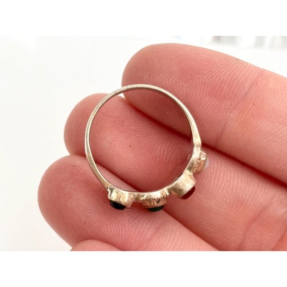 Multi Gemstone SW Style Wavy 925 Sterling Silver Vintage Ring - sz 7.5 - Picture 9 of 14